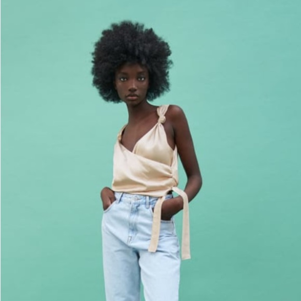 Zara Satin Effect Wrap Top - Size M